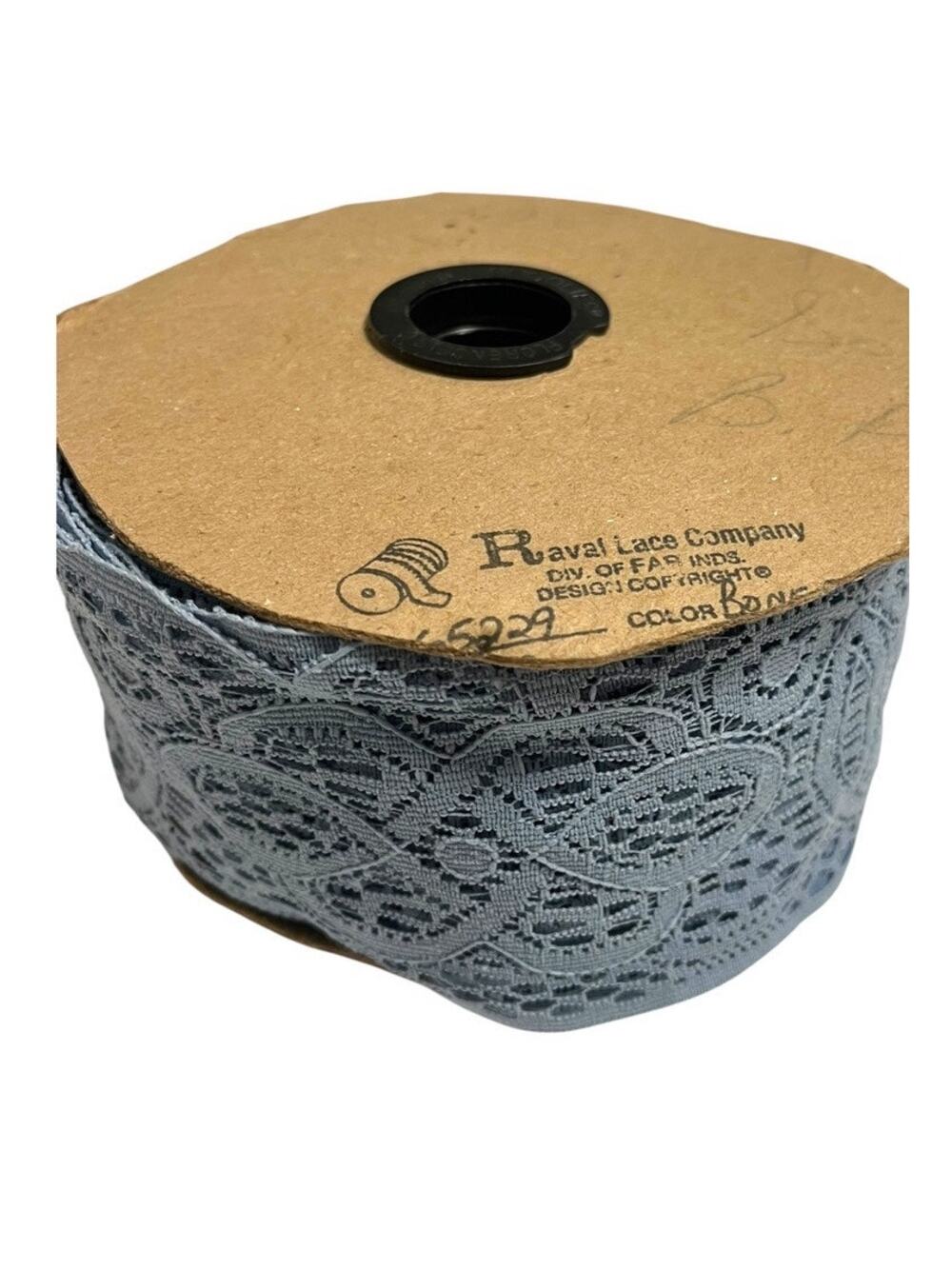 Vintage Raval Lace - 3 3/8" Wide Scalloped edge- Smoky Blue | Bulk Lot Cottage